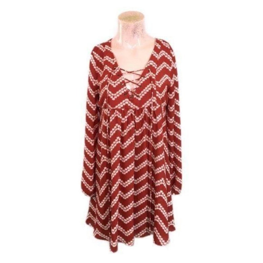Blu Pepper Women’s Daisy Chevron Print Mini Dress Size S